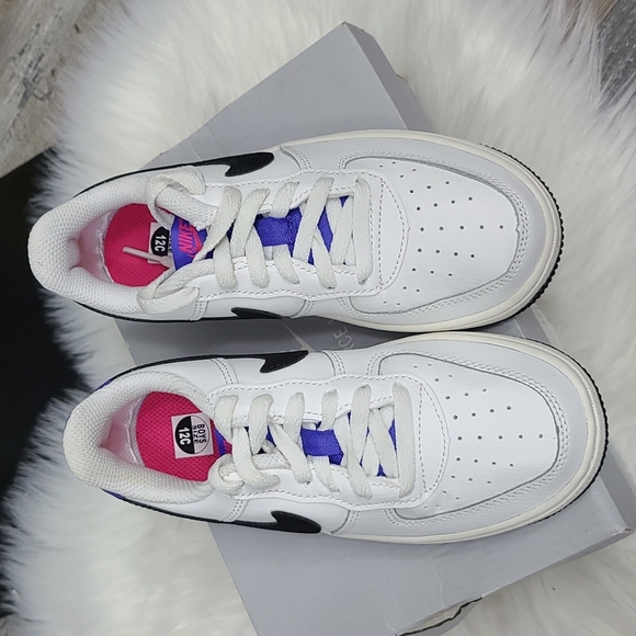 Nike Force 1 (PS) Summit White Black Sneakers-12c - Picture 5 of 9